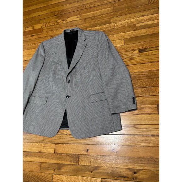 Stafford Mens Blazer Suit Jacket 50R Poly Wool Houndstooth 2 Button Sport Coat - Picture 2 of 8